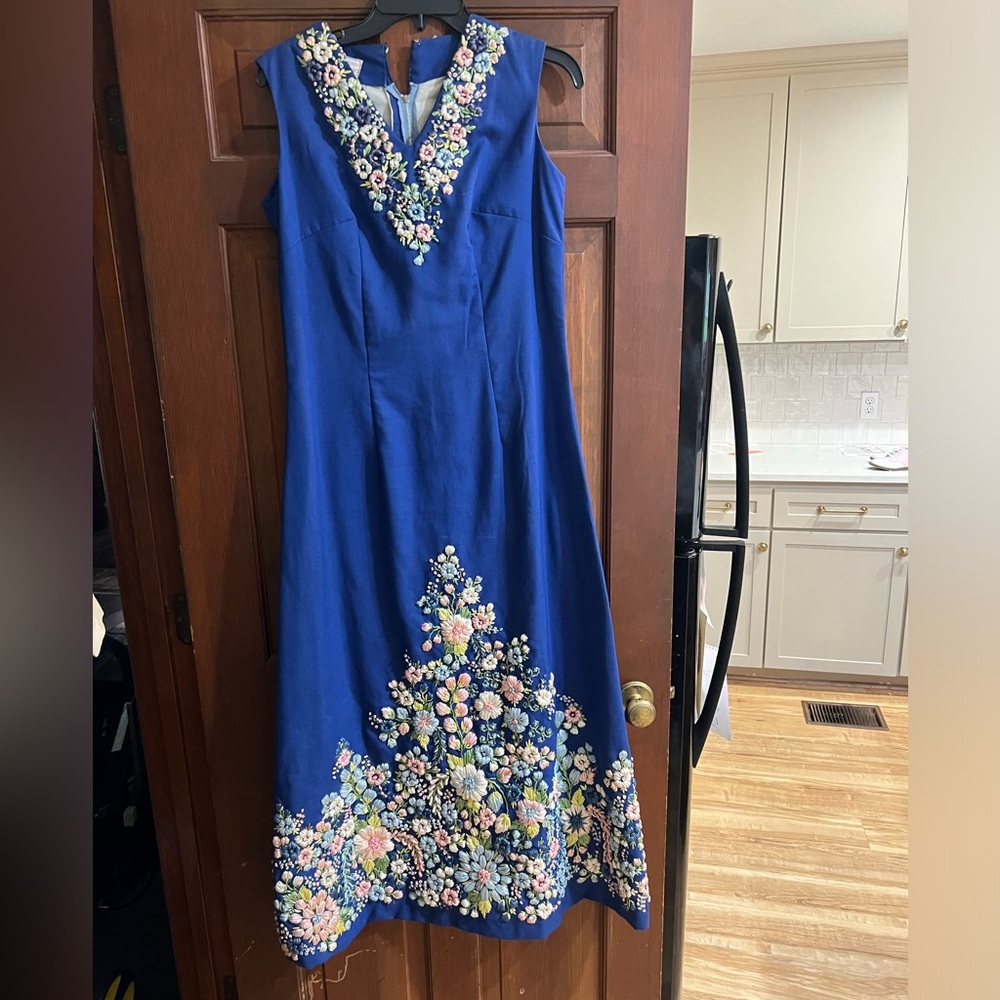 Vintage blue maxi with straw details